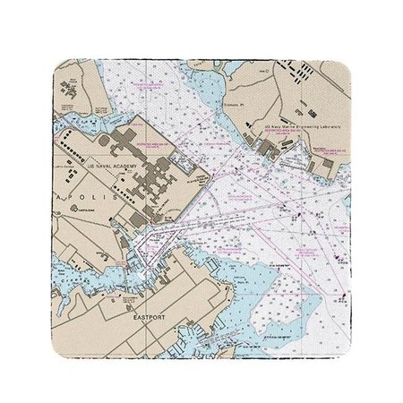 BETSY DRAKE Betsy Drake CT12283AN 4 x 4 in. Annapolis - USNA; MD Nautical Map Coaster - Set of 4 CT12283AN